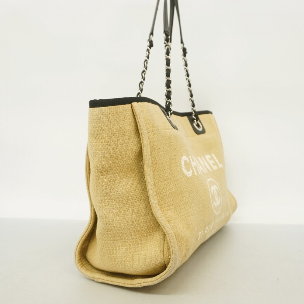 CHANEL Cream Canvas Deauville Tote Bag - Picture 2 of 9